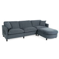 107.87'Sectional Sofa Couch With 1 Ottoman,Seat Cushion And Back Cushion Removable Dark Gray Polyester