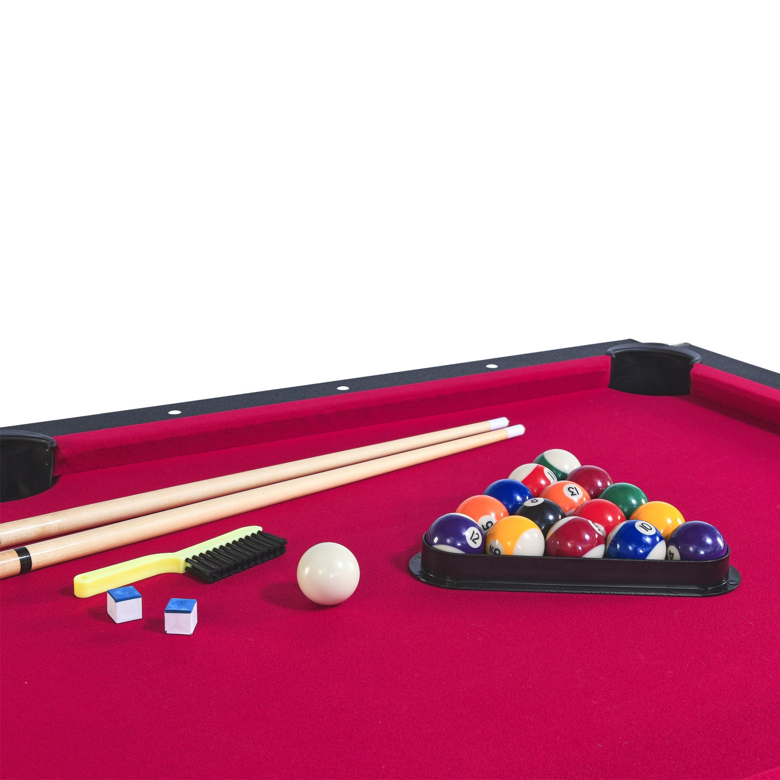 6 Ft Pool Table With Table Tennis Top Black With Red Felt Black Red Engineered Wood