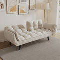 57 Inch Beige Sofa Soft Two Armrests Throw Pillow Pillow Comfortable Fit Apartment Bedroom Small Space Beige Polyester Blend 2 Seat
