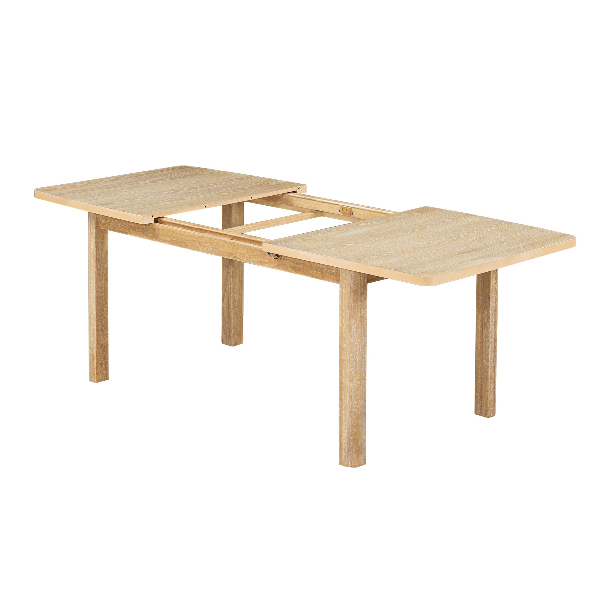Rustic Extendable 84Inch Dining Table Set With 24Inch Removable Leaf6 Upholstered Armless Dining Chairs And 2 Padded Arm Chairs, 9 Pieces, Natural Wood Dining Room Extendable Rubberwood Rectangular Dining Table With Chair Upholstered Chair Wood Natural