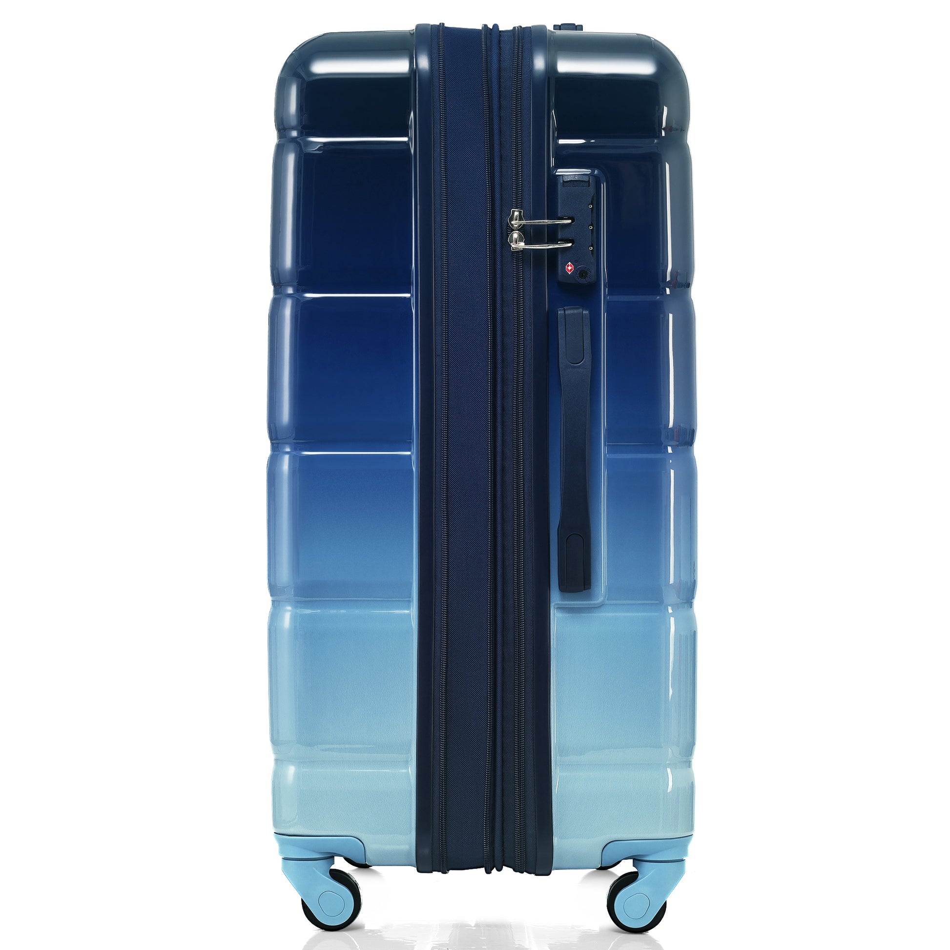 Luggage Set Of 3, 20 Inch With Usb Port, Airline Certified Carry On Luggage With Cup Holder, Abs Pc Hard Shell Luggage With Spinner Wheels, Gradient Blue Blue Abs Pc