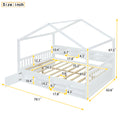 Full Size Wooden House Bed With Shelves And A Mini Cabinet, White Box Spring Not Required White Wood Bedroom Pine Bed Frame Wood