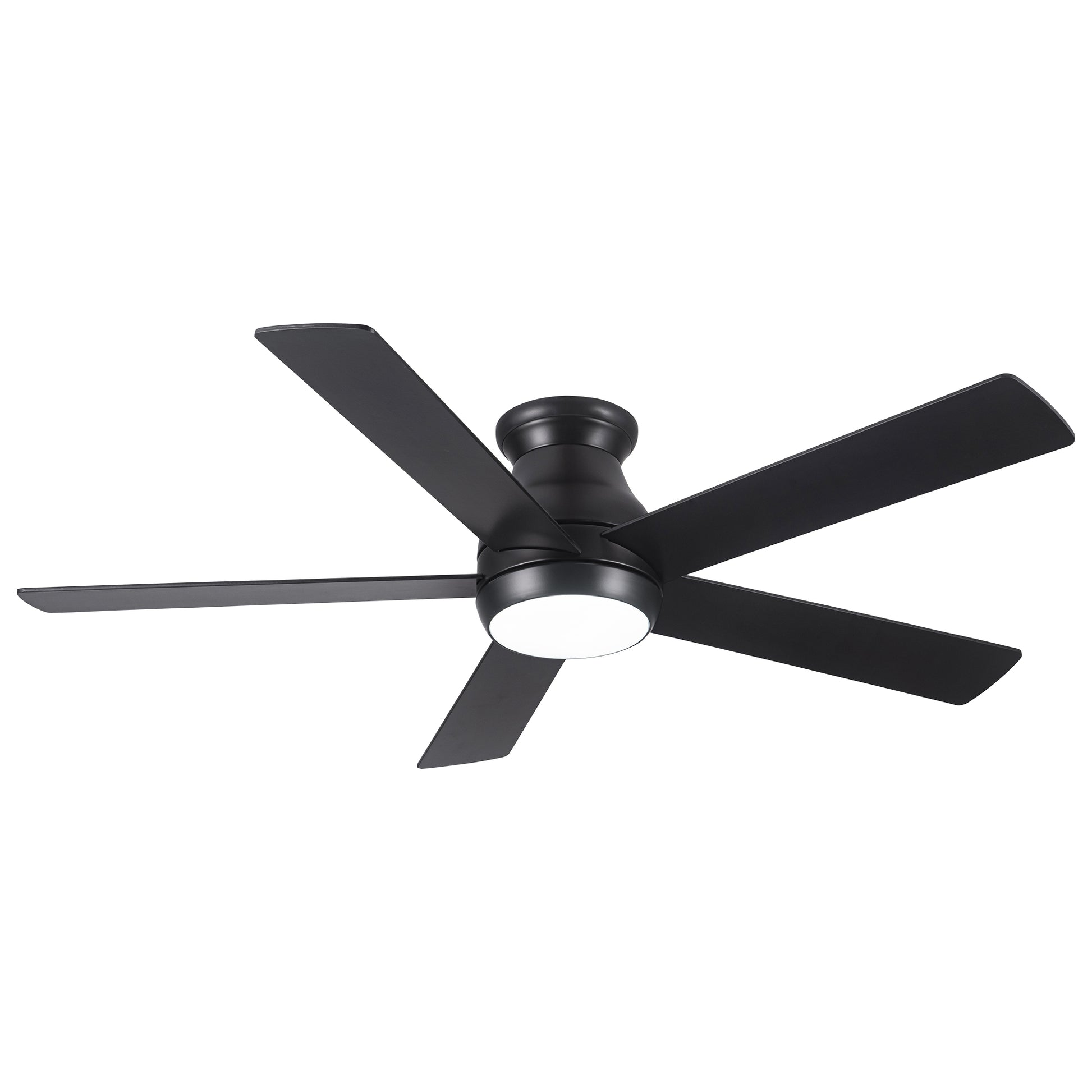 52" Low Profile Ceiling Fan With Lights Antique Black Modern Plywood Metal