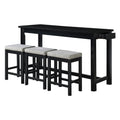 4Pc Counter Height Dining Set Black Finish Counter Height Table W Drawer Built In Usb Ports Power Outlets And 3 Stools Casual Dining Furniture Wood Wood Black Wood Dining Room Casual,Transitional Rectangular Dining Table With Chair Wood