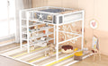 Full Size Metal Loft Bed With 4 Tier Shelves And Storage, White Full White Metal