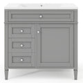 36'' Bathroom Vanity With Top Sink, Modern Bathroom Storage Cabinet With 2 Drawers And A Tip Out Drawer, Single Sink Bathroom Vanity 3 Grey 1 1 Adjustable Hinges Bathroom Freestanding Solid Wood Mdf Painted