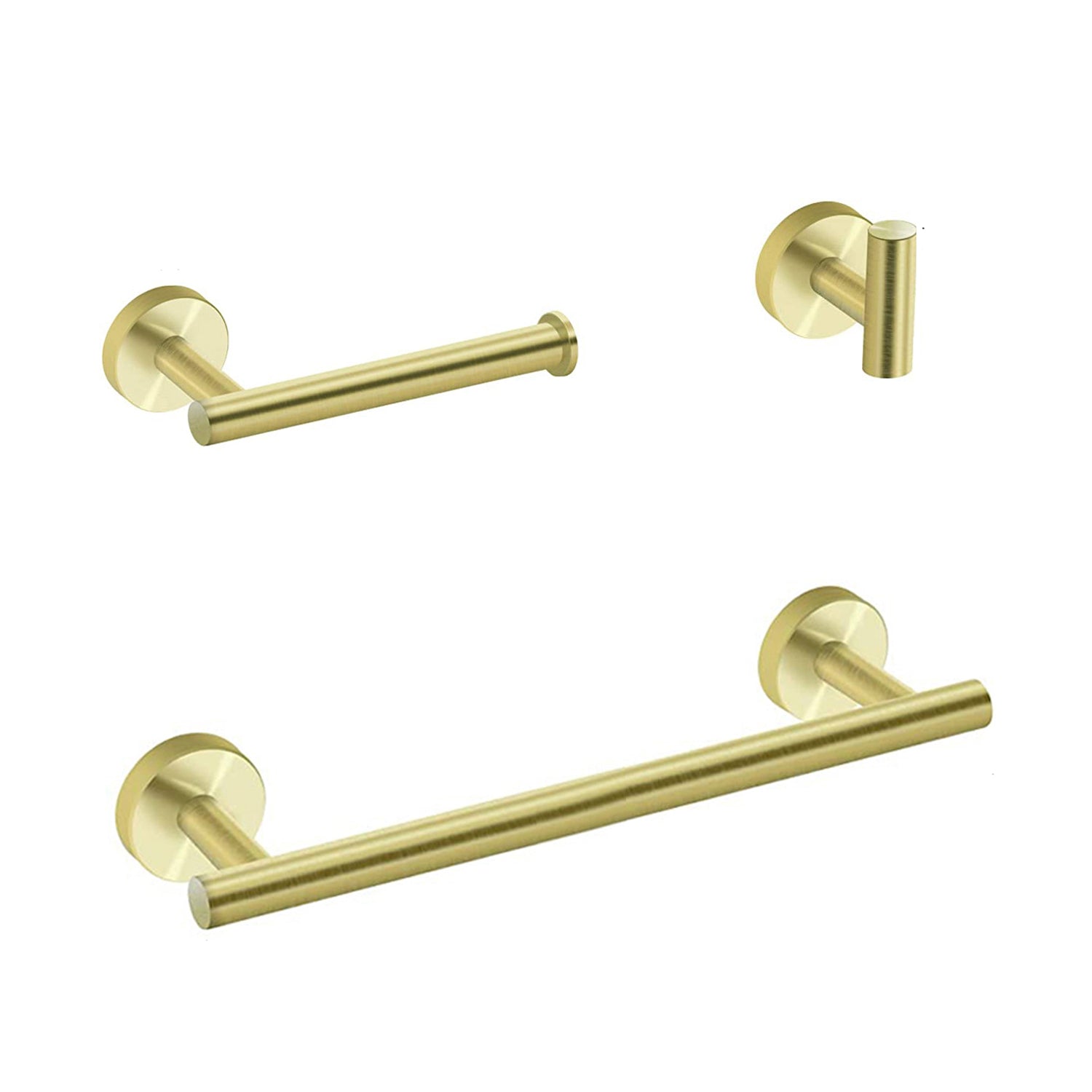 3 Piece Bathroom Hardware Set Brushed Gold Stainless Steel