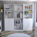 Emery 3 Piece Living Room Set With 3 Bookcases, White White Particle Board Engineered Wood