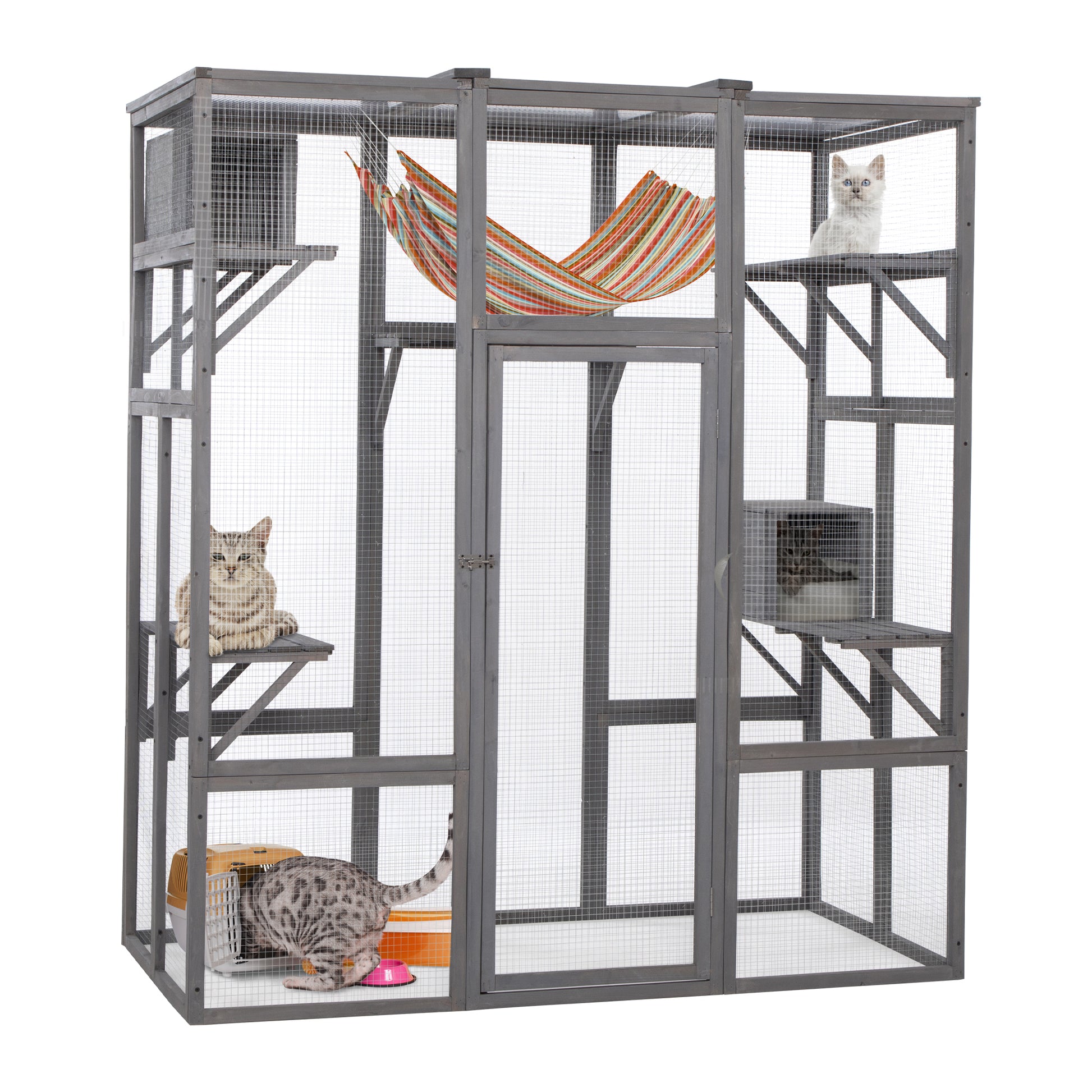 Extra Large Cat Cage Gray Gray Wood