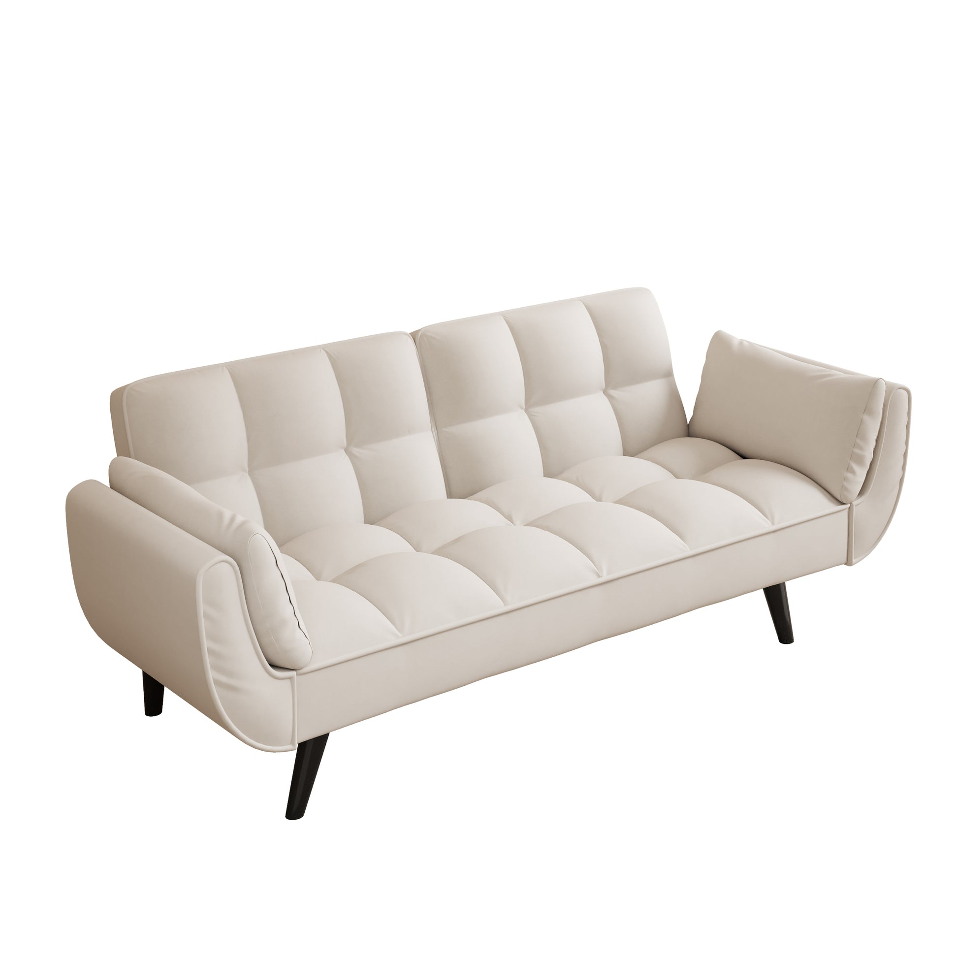 57 Inch Beige Sofa Soft Two Armrests Throw Pillow Pillow Comfortable Fit Apartment Bedroom Small Space Beige Polyester Blend 2 Seat