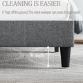 Queen Size Adjustable Headboard With Fine Linen Upholstery And Button Tufting For Bedroom, Wave Top Light Grey Light Grey Wood