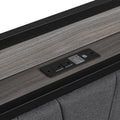 Queen Size Metal Platform Bed Frame With Twin Size Trundle, Upholstered Headboard, Sockets, Usb Ports And Slat Support, No Box Spring Needed, Black Black Metal