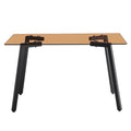 Modern Minimalist Style Rectangular Tea Brown Glass Dining Table, Tempered Glass Tabletop And Black Metal Legs, Suitable For Kitchen, Dining Room, And Living Room, 51 