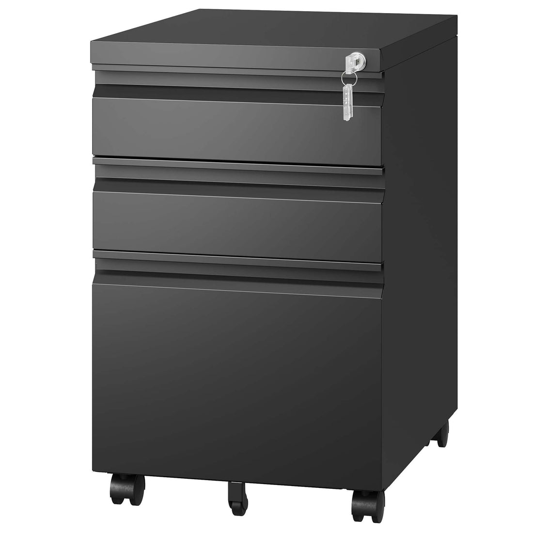 3 Drawer Mobile File Cabinet With Lock,Metal Filing Cabinets For Home Office Organizer Letters Legal A4,Fully Assembled,Black Filing Cabinets 3 4 Drawers Black Office Drawers Included Modern Metal Metal