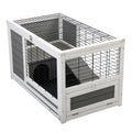 Luxury 2 Storey Pet House Box Wooden Cage Comfy Cabin For Small Animals, Grey White Grey Wood