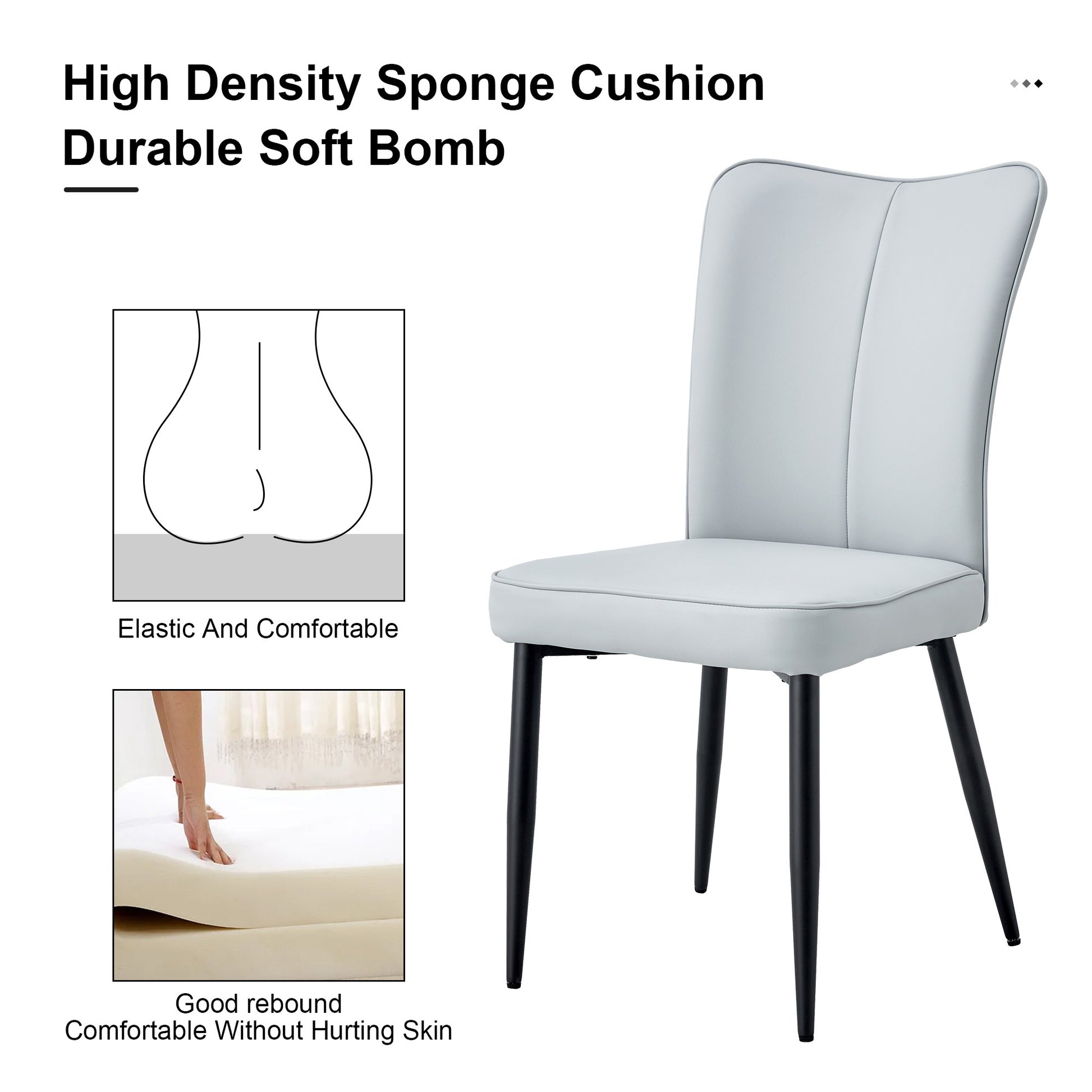 One Table And 4 Light Gray Pu Chairs. Rectangular Tea Brown Glass Dining Table, Tempered Glass Tabletop And Black Metal Legs, Suitable For Kitchen, Dining Room, And Living Room, 51 "* 31.5" * 29.5" Dark Brown Glass
