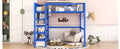 Full Size Metal Loft Bed With 4 Tier Shelves And Storage, Blue Full Blue Metal