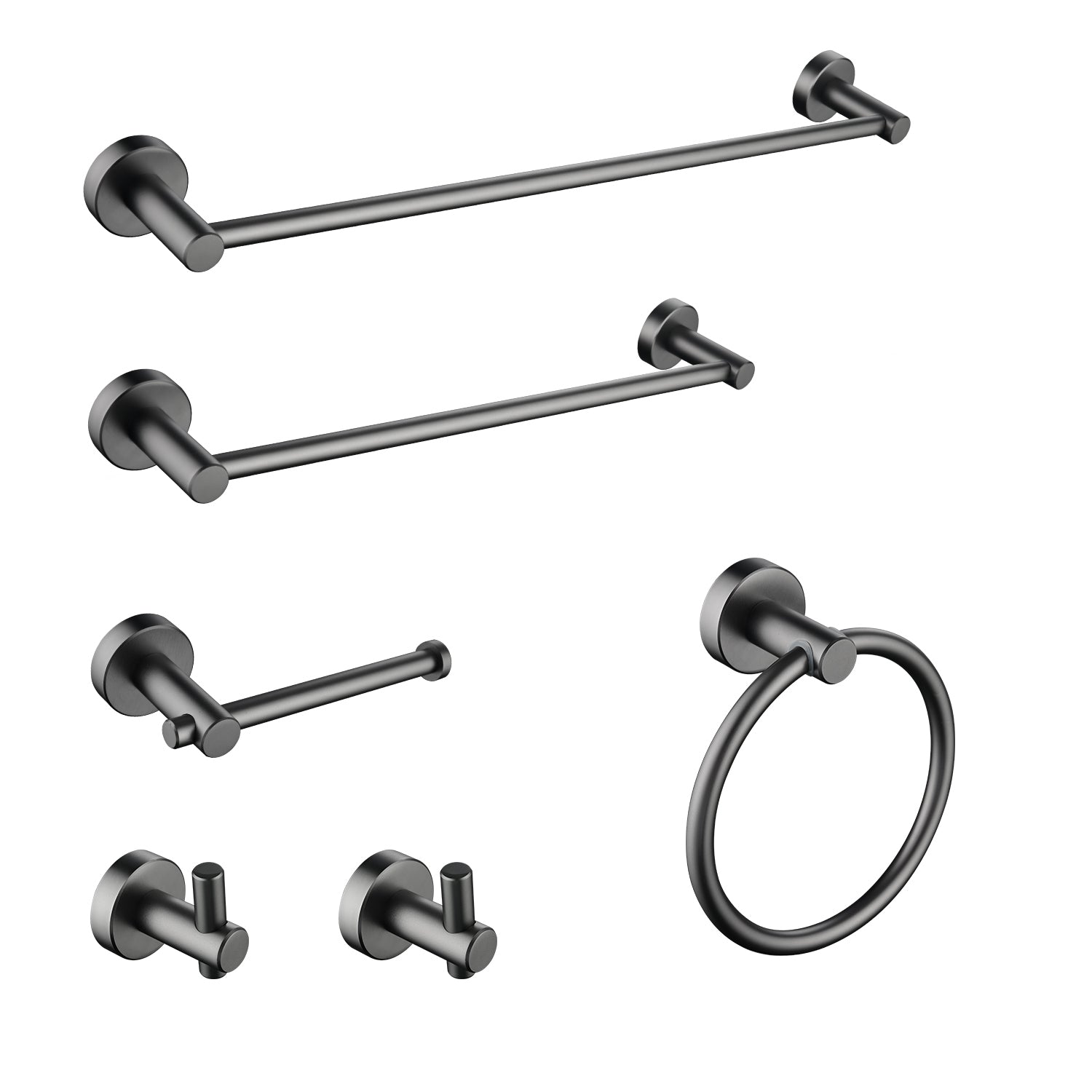 6 Piece Bathroom Towel Rack Set Wall Mount Gunmetal Black Aluminium