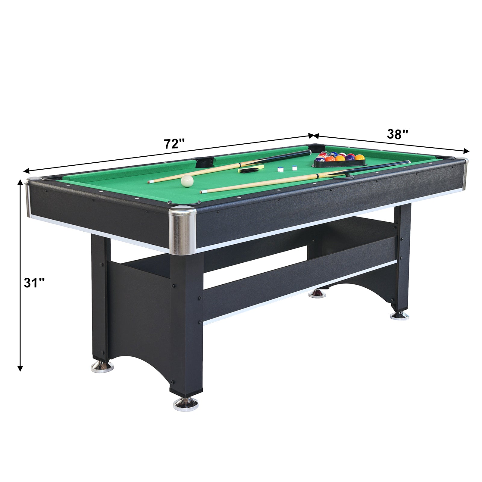 6 Ft Pool Table With Table Tennis Top Black With Green Felt Blackish Green Engineered Wood