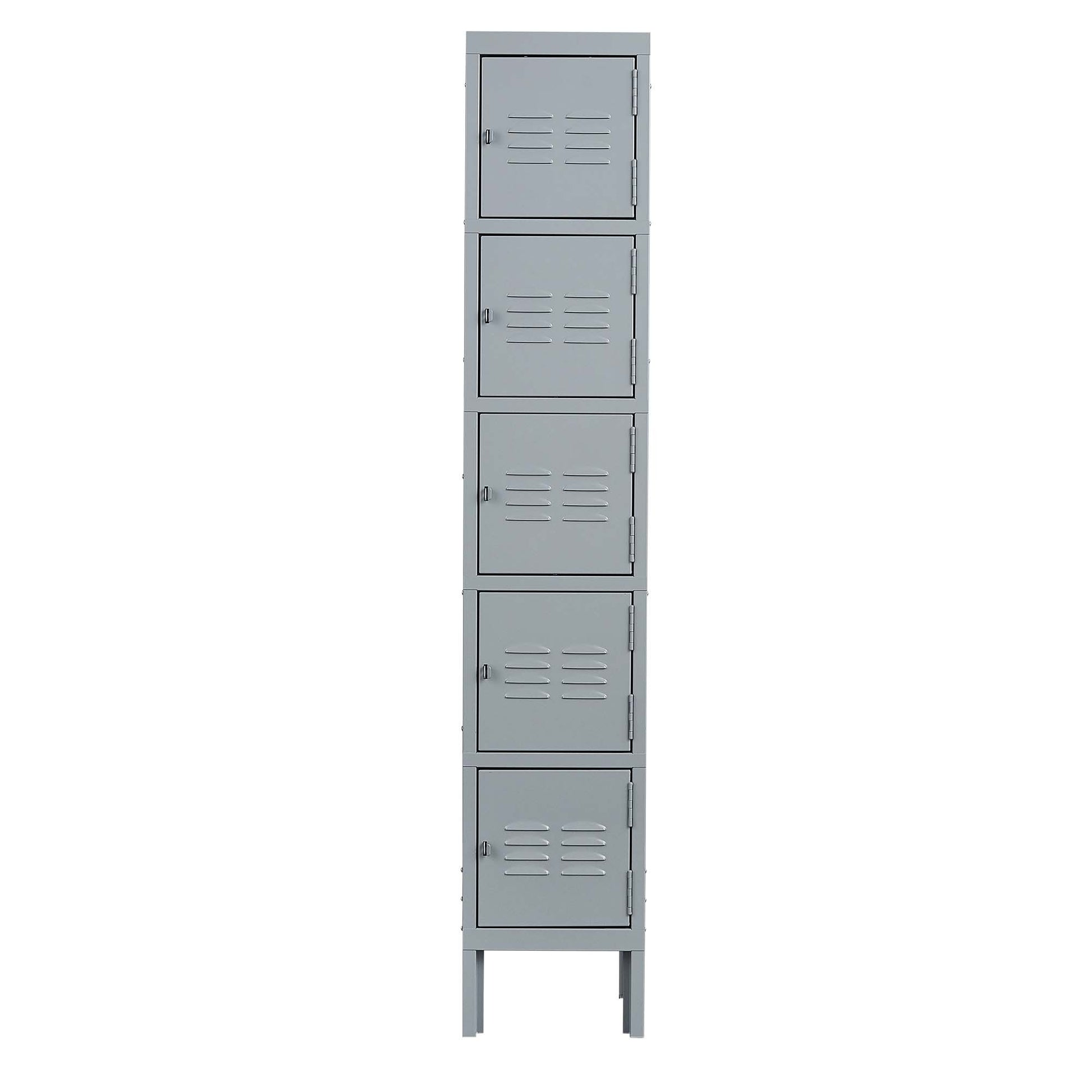 5 Door 66"H Metal Lockers With Lock For Employees,Storage Locker Cabinet For Home Gym Office School Garage,Gray Freestanding 5 Or More Spaces Gray Gym Door Locks Modern Metal Metal