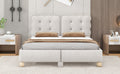 Queen Size Upholstered Platform Bed With Support Legs,Beige Beige Upholstered