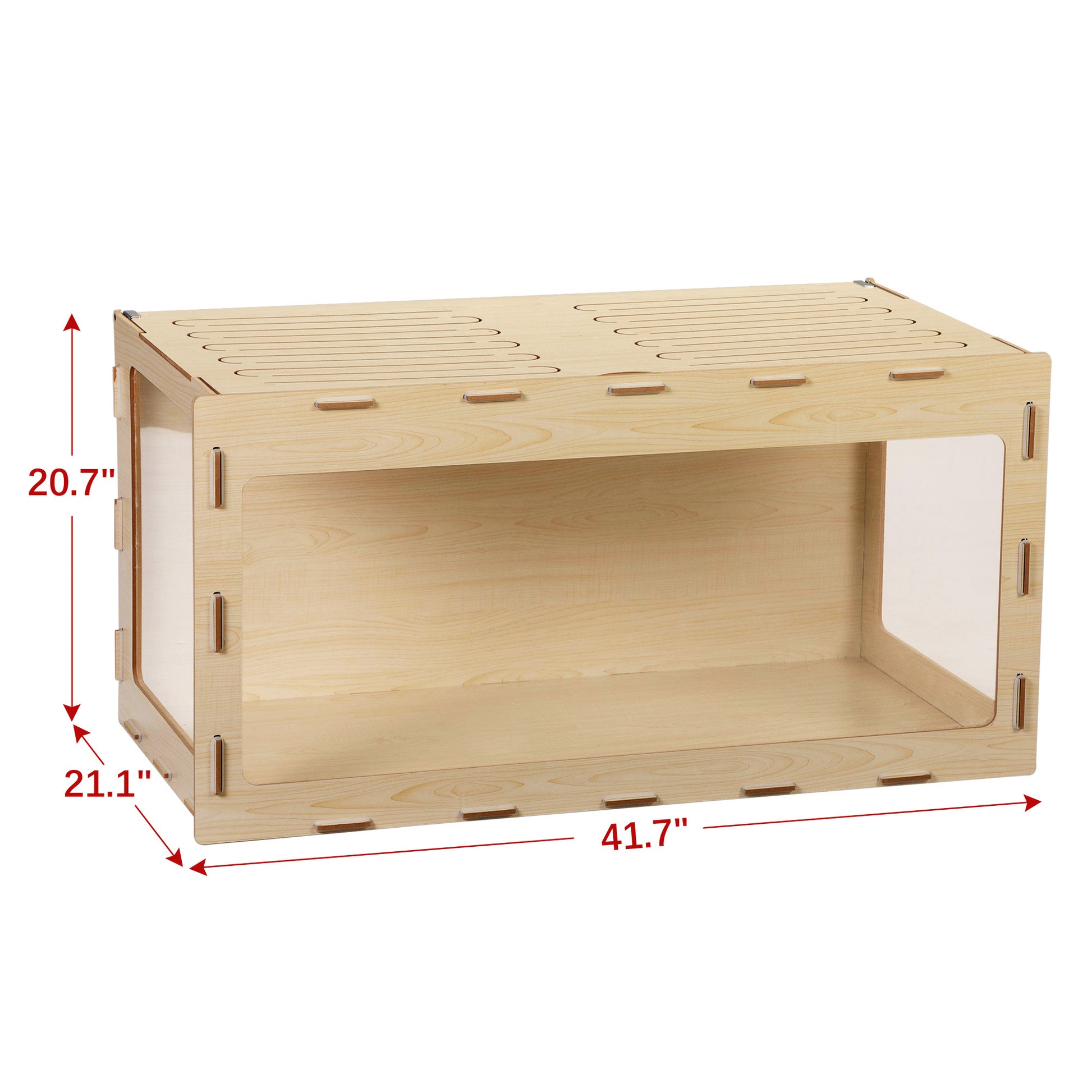 Wooden Hamster Cage Small Animals House, Acrylic Hutch For Dwarf Hamster, Guinea Pig, Chinchilla, Opening Top With Air Vents Natural Mdf