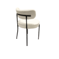 White Dining Chairs Set Of 4, Mid Century Modern Dining Chairs, Kitchen Dining Room Chairs, Curved Backrest Round Upholstered Boucle Dining Chair With Black Metal Legs Metal White Teddy Kitchen Dining Chairs Foam Velvet