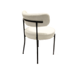 White Dining Chairs Set Of 4, Mid Century Modern Dining Chairs, Kitchen Dining Room Chairs, Curved Backrest Round Upholstered Boucle Dining Chair With Black Metal Legs Metal White Teddy Kitchen Dining Chairs Foam Velvet