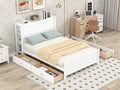 Full Size Platform Bed With Drawers And Storage Shelves, White White Solid Wood Mdf