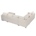 Sectional Sleeper Sofa With Pull Out Bed And Lounge Chair, Usb And Type C Interfaces, Suitable For Living Room, Office, And Spacious Spaces Beige Polyester