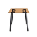 Modern Minimalist Style Rectangular Tea Brown Glass Dining Table, Tempered Glass Tabletop And Black Metal Legs, Suitable For Kitchen, Dining Room, And Living Room, 51 