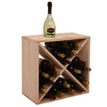 24 Bottle Modular Wine Rack, Stackable Wine Storage Cube For Bar Cellar Kitchen Dining Room, Burlywood Natural Wood