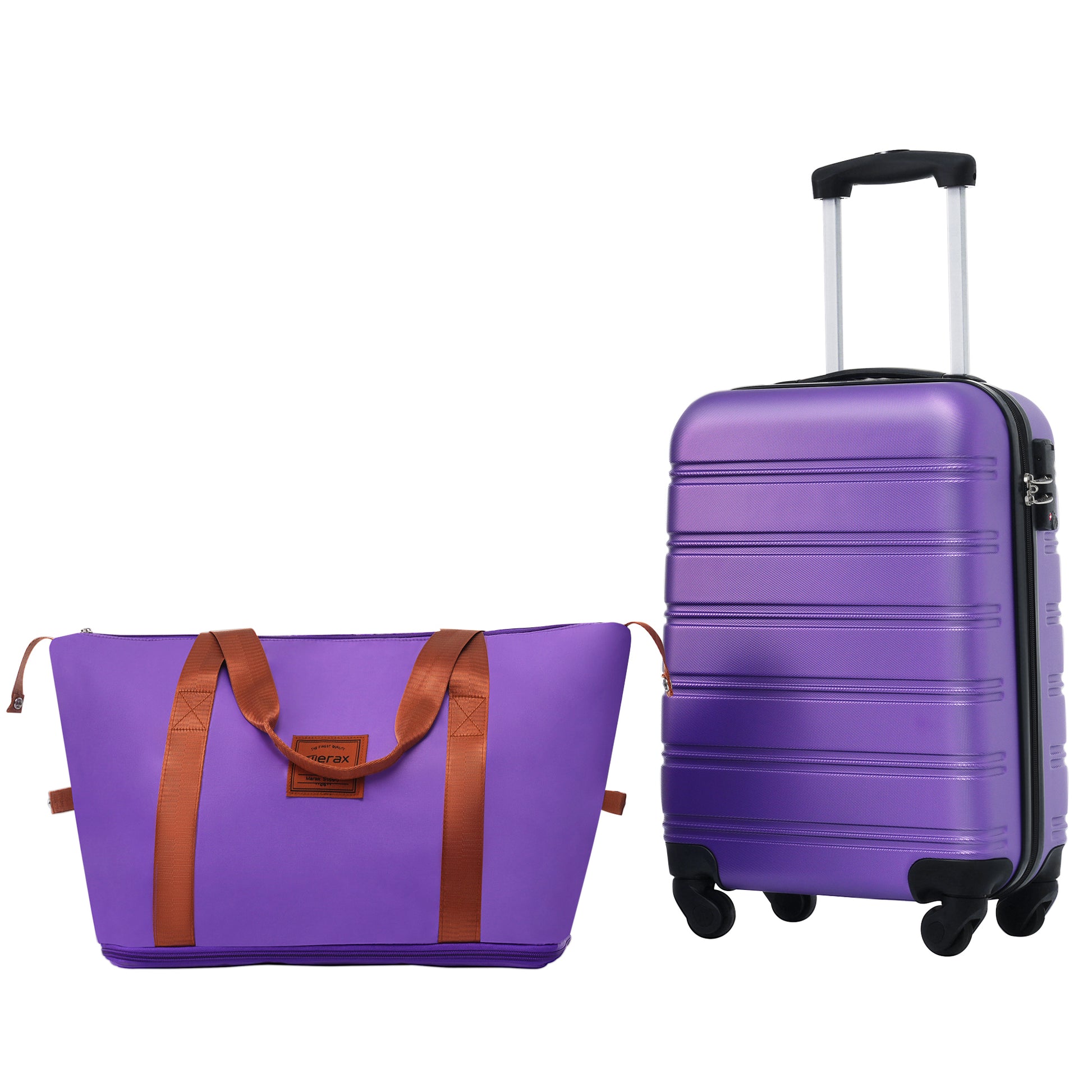 Hardshell Luggage Sets 20Inches Bag Spinner Suitcase With Tsa Lock Lightweight Purple Abs