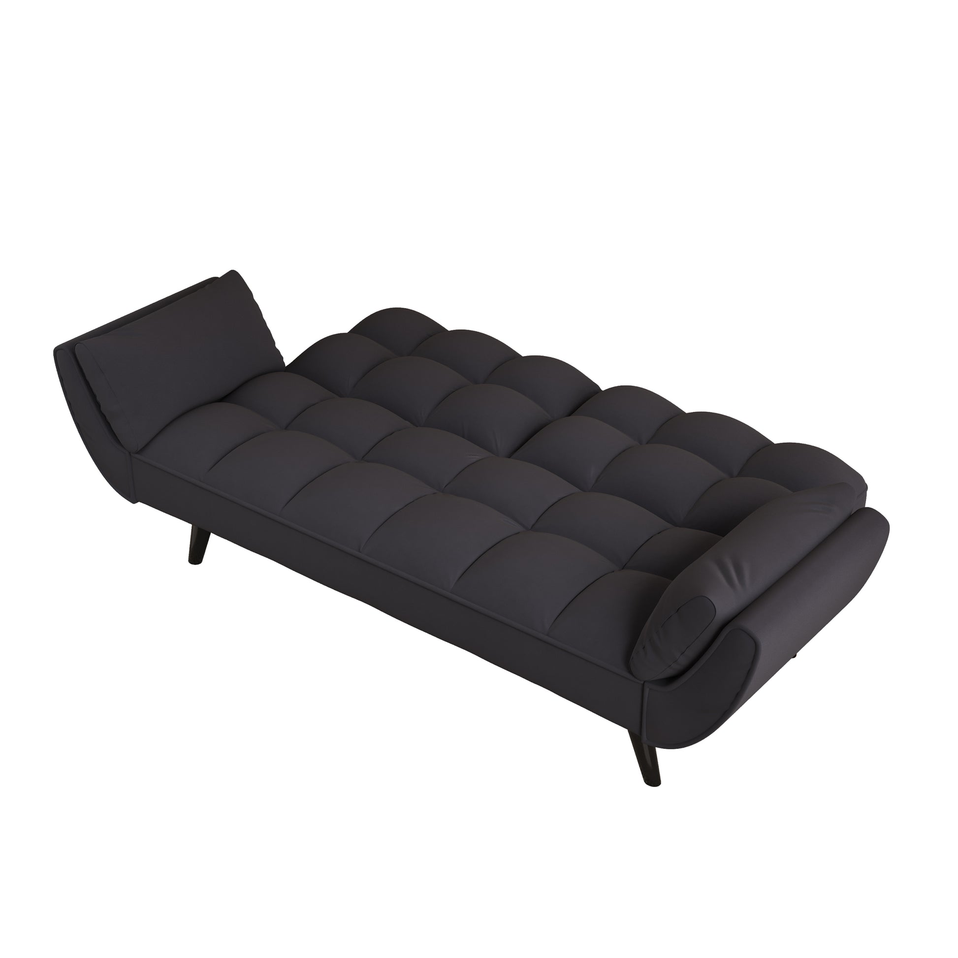 57 "Black Sofa Soft Two Armrests Throw Pillow Pillow Comfortable Fit Apartment Bedroom Small Space Black Polyester Blend 2 Seat