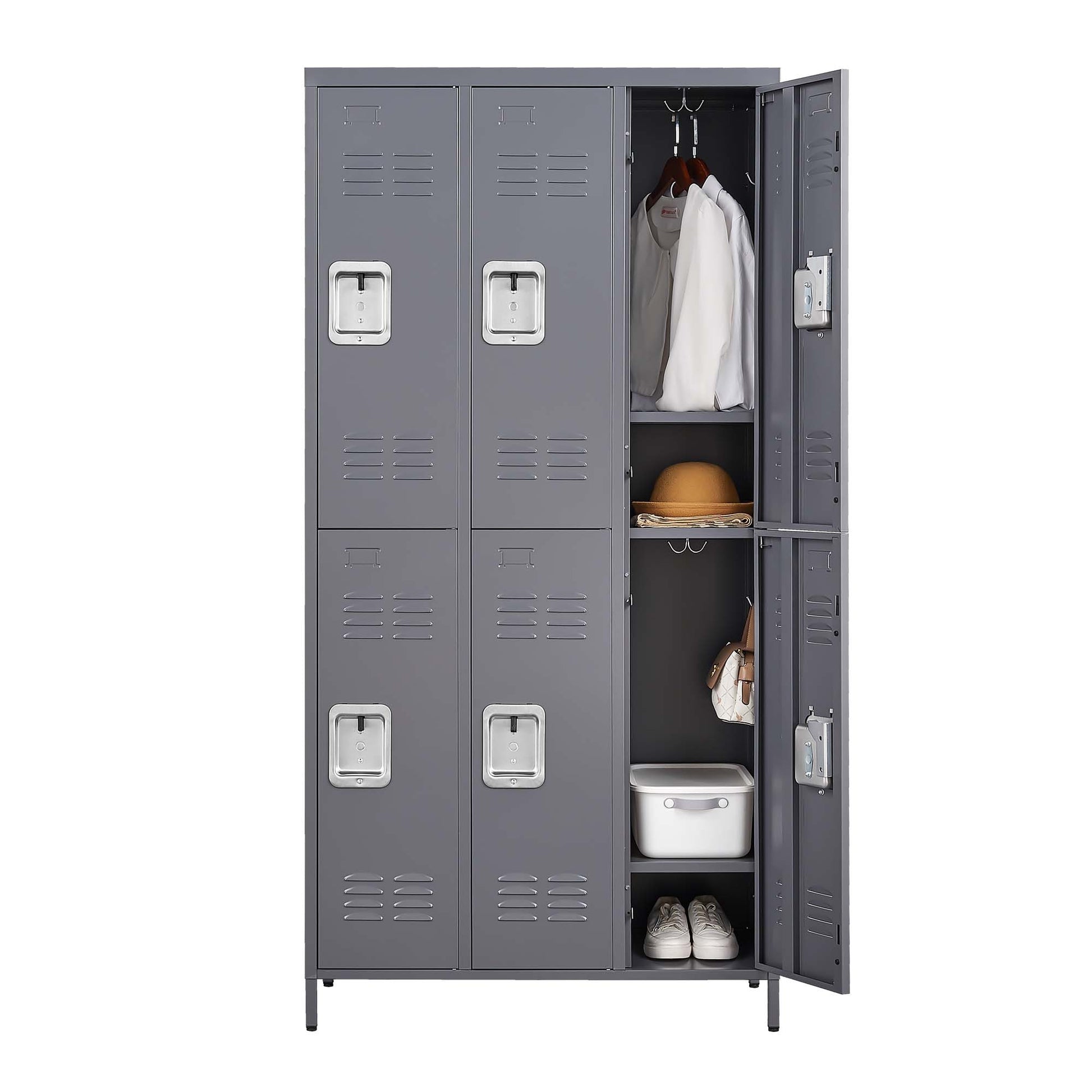 6 Door 72"H Metal Lockers With Lock For Employees,Storage Locker Cabinet For Home Gym Office School Garage,Gray Freestanding 5 Or More Spaces Gray Gym Door Locks Modern Metal Metal