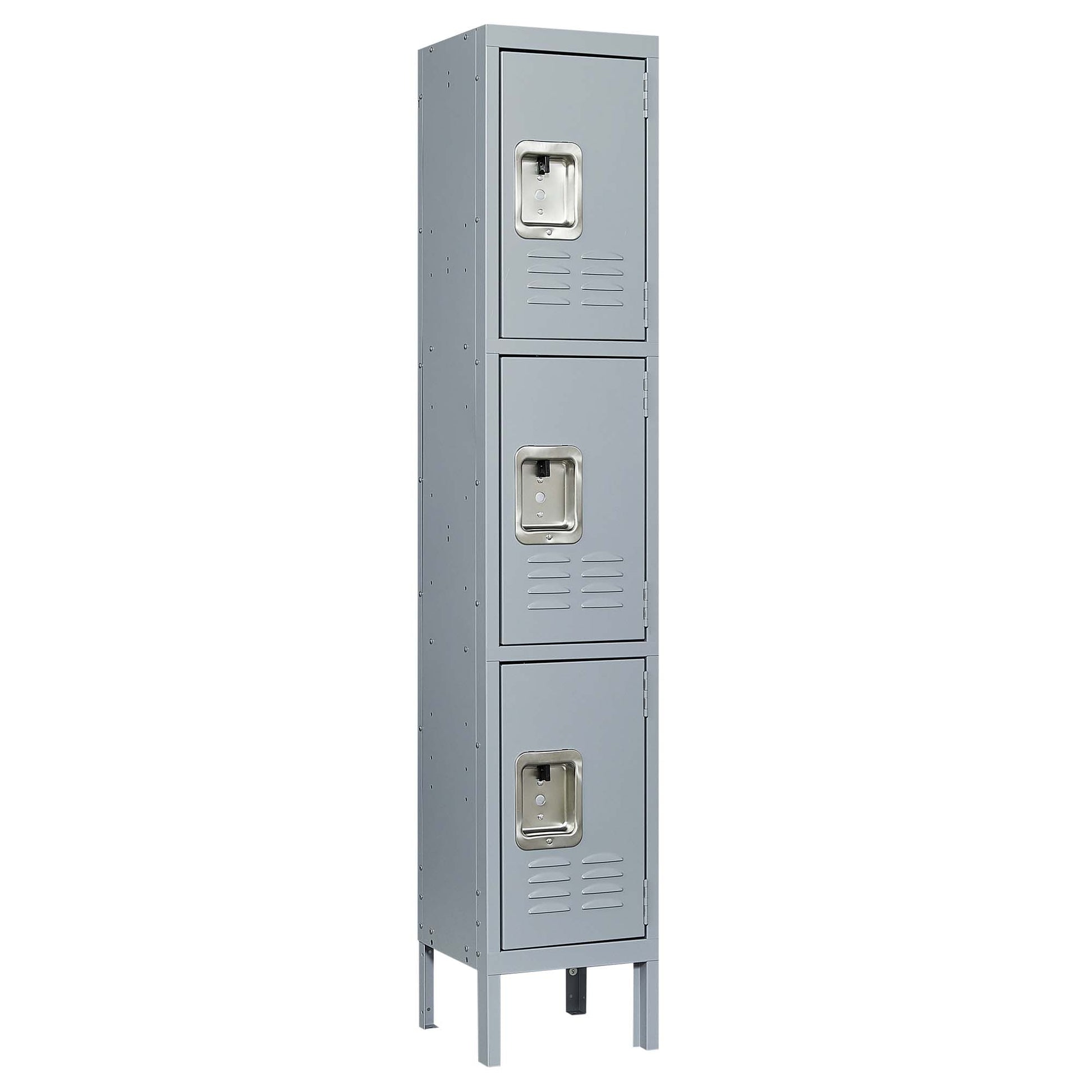 3 Door 66"H Metal Lockers With Lock For Employees,Storage Locker Cabinet For Home Gym Office School Garage,Gray Freestanding 3 4 Spaces Gray Gym Door Locks Modern Metal Metal