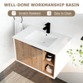 30'' Floating Wall Mounted Bathroom Vanity With Ceramics Sink & Soft Close Cabinet Door Imitative Oak 1 2 Soft Close Doors Bathroom Wall Mounted Modern Plywood