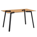 Modern Minimalist Style Rectangular Tea Brown Glass Dining Table, Tempered Glass Tabletop And Black Metal Legs, Suitable For Kitchen, Dining Room, And Living Room, 51 