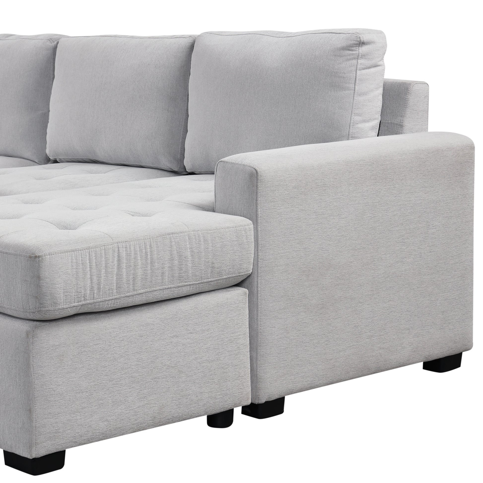 Sectional Sleeper Sofa With Pull Out Bed And Lounge Chair, Usb And Type C Interfaces, Suitable For Living Room, Office, And Spacious Spaces Gray Polyester