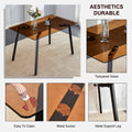 Modern Minimalist Style Rectangular Tea Brown Glass Dining Table, Tempered Glass Tabletop And Black Metal Legs, Suitable For Kitchen, Dining Room, And Living Room, 51 