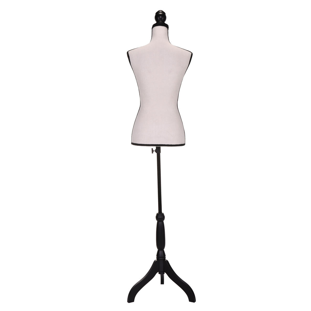 Female Mannequin Torso Dress Form Manikin Body Model With Tripod Wood Stand 51.2" 66" Adjustable Height, Beige Beige Mdf