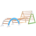 Wooden Climbing Triangle Toys Indoor Arc Climber Jungle With Ramp And Arch Toy Rocker, Reversible Multifunction Playset Natural Wood Playground Natural Wood Wood