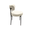 White Dining Chairs Set Of 4, Mid Century Modern Dining Chairs, Kitchen Dining Room Chairs, Curved Backrest Round Upholstered Boucle Dining Chair With Black Metal Legs Metal White Teddy Kitchen Dining Chairs Foam Velvet