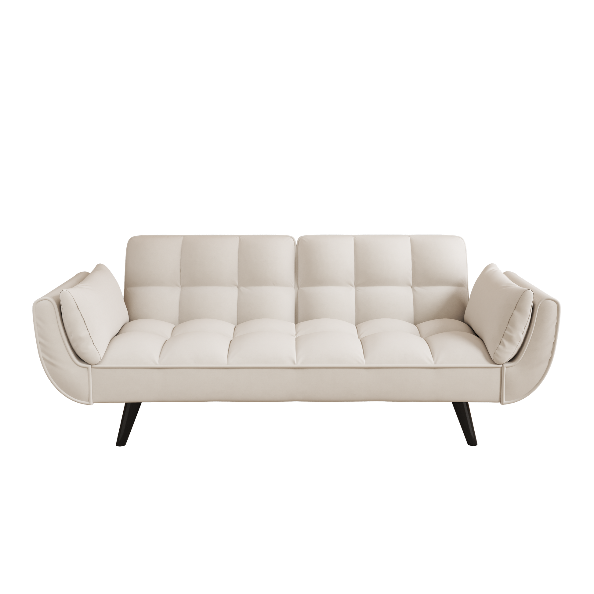 57 Inch Beige Sofa Soft Two Armrests Throw Pillow Pillow Comfortable Fit Apartment Bedroom Small Space Beige Polyester Blend 2 Seat