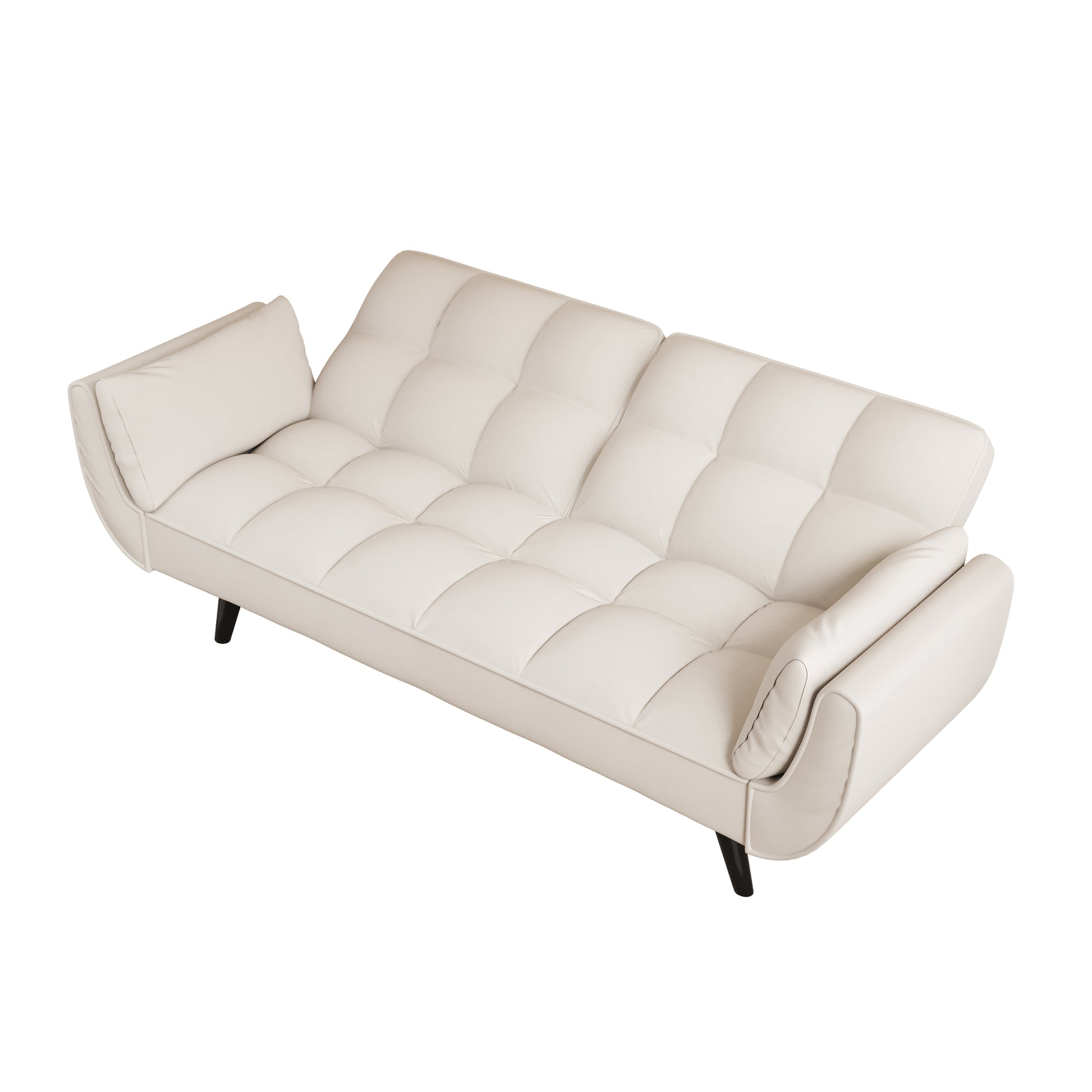 57 Inch Beige Sofa Soft Two Armrests Throw Pillow Pillow Comfortable Fit Apartment Bedroom Small Space Beige Polyester Blend 2 Seat