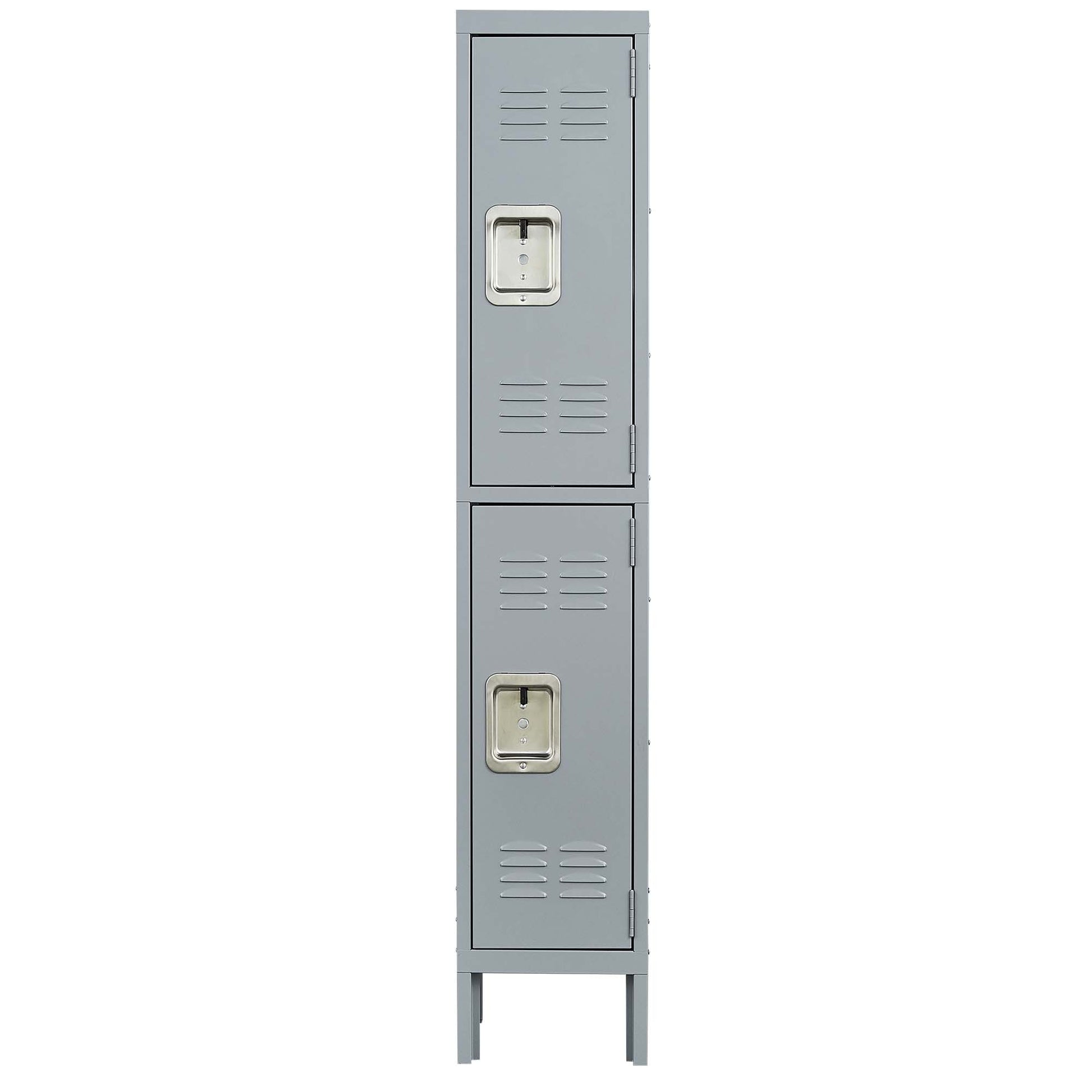 2 Door 66"H Metal Lockers With Lock For Employees,Storage Locker Cabinet For Home Gym Office School Garage,Gray Freestanding 3 4 Spaces Gray Gym Door Locks Modern Metal Metal