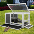 Luxury 2 Storey Pet House Box Wooden Cage Comfy Cabin For Small Animals, Grey White Grey Wood