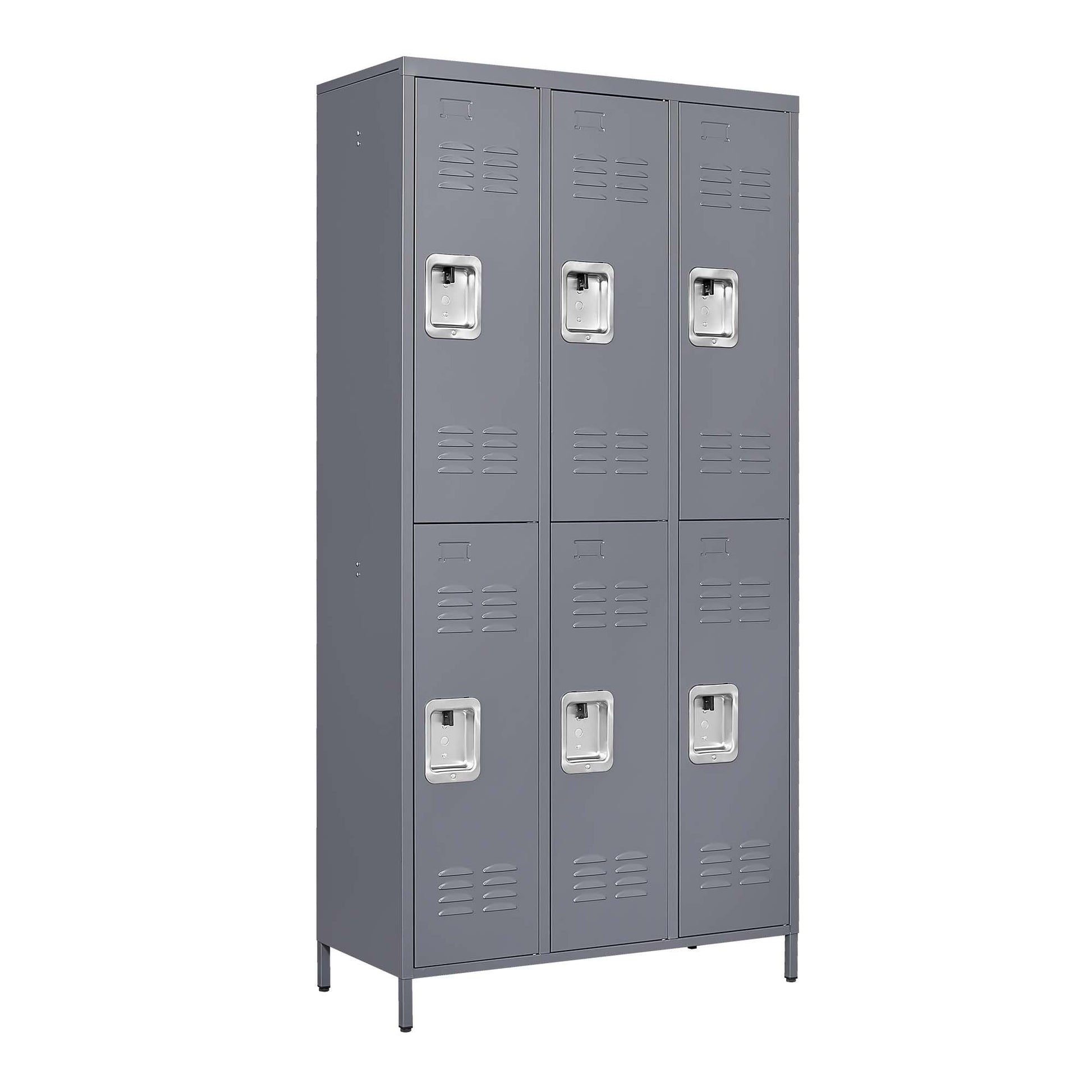 6 Door 72"H Metal Lockers With Lock For Employees,Storage Locker Cabinet For Home Gym Office School Garage,Gray Freestanding 5 Or More Spaces Gray Gym Door Locks Modern Metal Metal