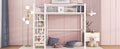 Twin Size Metal Loft Bed With 4 Tier Shelves And Storage, White White Metal