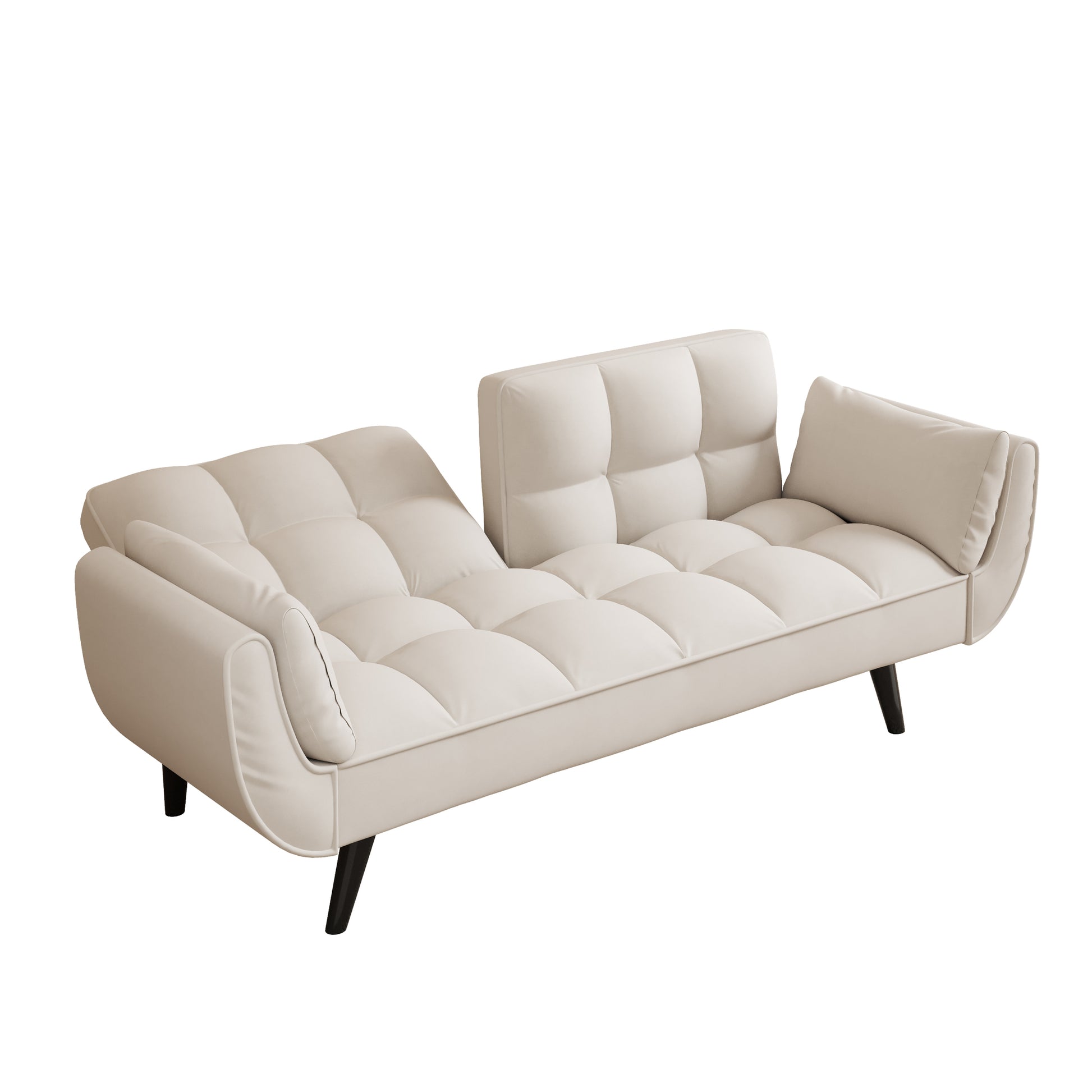 57 Inch Beige Sofa Soft Two Armrests Throw Pillow Pillow Comfortable Fit Apartment Bedroom Small Space Beige Polyester Blend 2 Seat